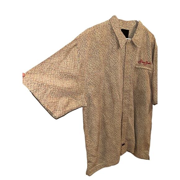 Sean John Short Sleeve Shirt Button Up Beige Geometric XXXL Made in Korea - Picture 2 of 10